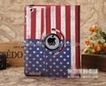 360 degree  rotating National flag PU leather smart cover case for ipad  4