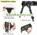 7.5-9 Inch Tactical Rifle Bipod Two-Piece Split Bipod Attach Directly for M-LOK  5