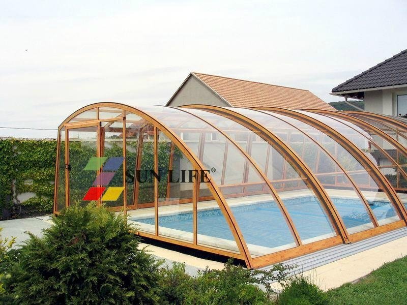 2014 on sales Telescopic aluminum swimming pool enclosures 5