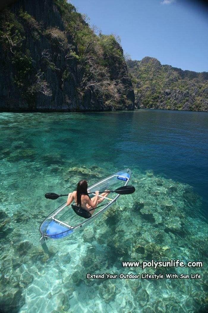 New type clear transparent canoe kayak with 2 clear seats