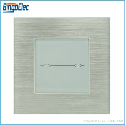 aluminum and glass panel,EU/UK standard,2gang 1way touch sensitive light switch