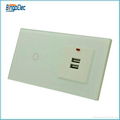 EU standard 1gang 1way touch switch and usb wall socket 1