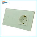 EU standard 2gang 1way touch wall switch and germany socket