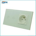 EU standard 2gang 1way touch light switch and french socket 1