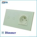 EU standard 2gang dimmer 700W switch and french wall socket