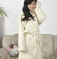 Ladies Coral Fleece Robe Off white-1