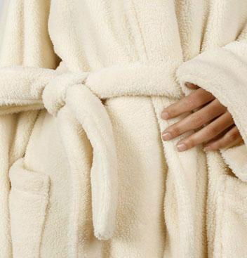 Ladies Coral Fleece Robe Off white-1 3