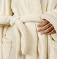 Ladies Coral Fleece Robe Off white-1 3