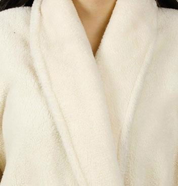 Ladies Coral Fleece Robe Off white-1 4