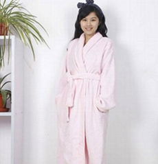 Ladies Coral Fleece Robe Pink