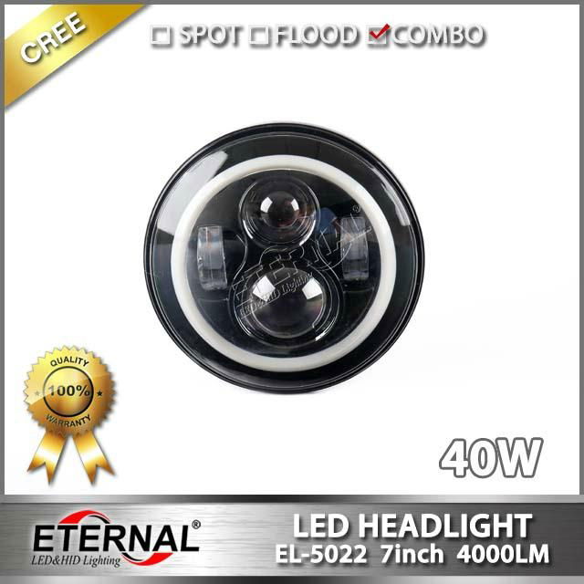 Jeep Wrangler round 7in led headlight sealed beam JK 07-15 headlamp 3