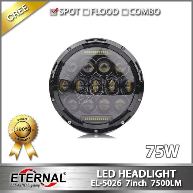 Jeep Wrangler round 7in led headlight sealed beam JK 07-15 headlamp