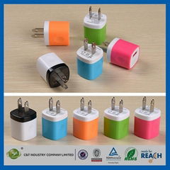 C&T Rainbow Colors USB Home Wall Travel Charger Power Adapter for Iphone 5/5s