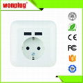 16A 250V EU wall socket with double USB