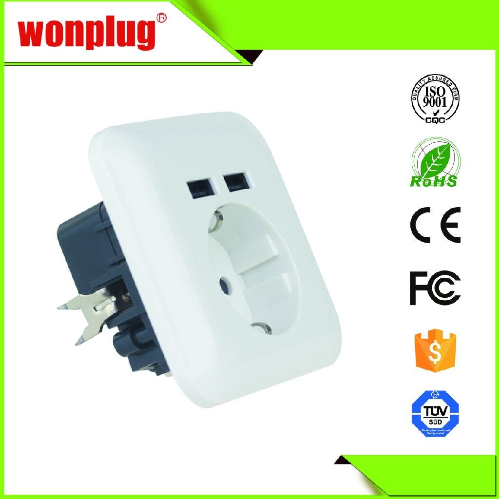 16A 250V EU wall socket with double USB port phone charger wall charger 4