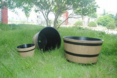 China supplier bamboo whisky barrel planter flower pot