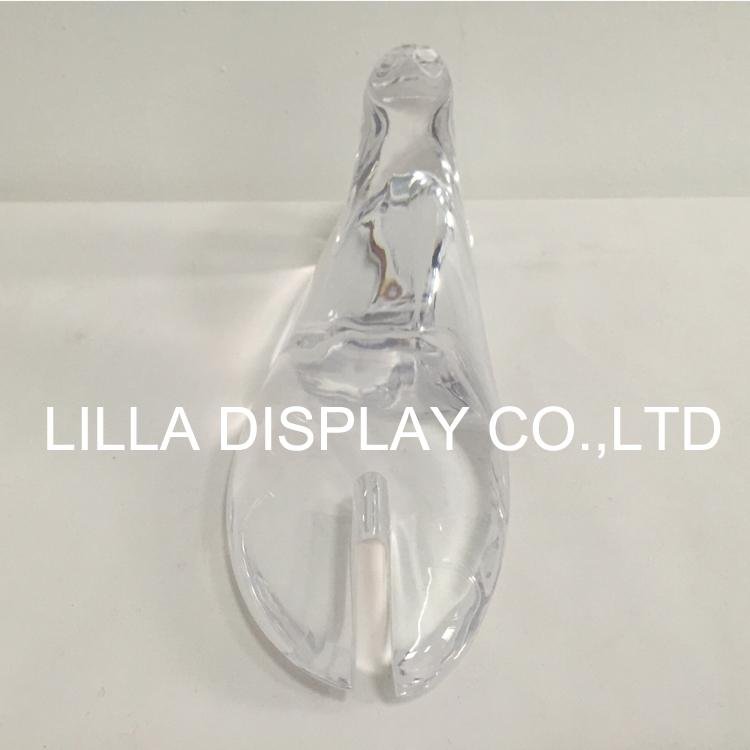 Lilladisplay-Clear Crystal foot flat shape shoes stand with open toe size 23