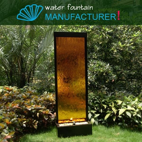 Painted metal Bronze Glass panel water fountain for sale 3