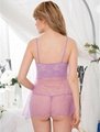 Light purple color tansparent lingerie open bust sexy mesh chemise 2