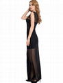 Black long evening dress with sheer overlay 2