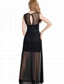 Black long evening dress with sheer overlay 3