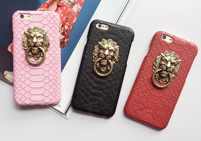 Lion Head Metal Buckle Snake Back Case for iPhone 6 3