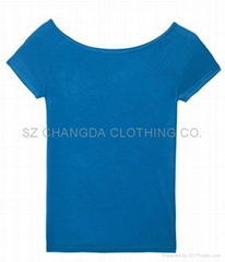 fashion sexy solid women Cotton Large Collar tshirt