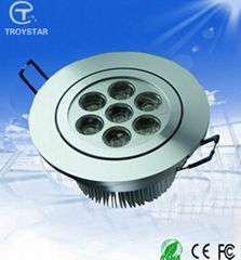 AC85-265V Cree chips super birght dimmable 90lm/w 7w led ceiling light