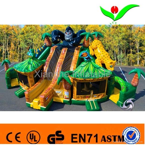 Inflatable 3 lane slide amusement park