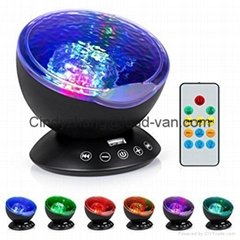 Factory Supply Remote Control Ocean Wave Projector Night Light With 12 LED 