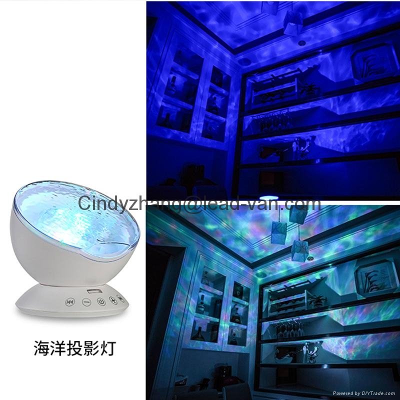Factory Supply Remote Control Ocean Wave Projector Night Light With 12 LED  3