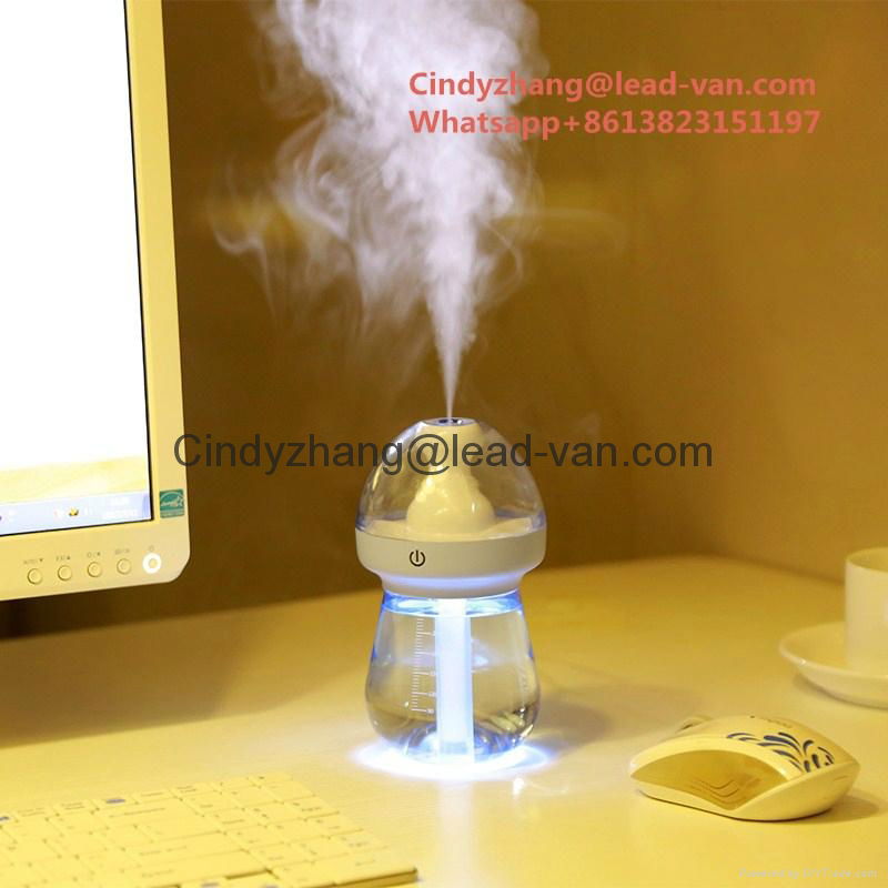 Anion Ultrasonic Humidifier Office Table Car Air Purifier 240ml Milk Bottle Humi 3