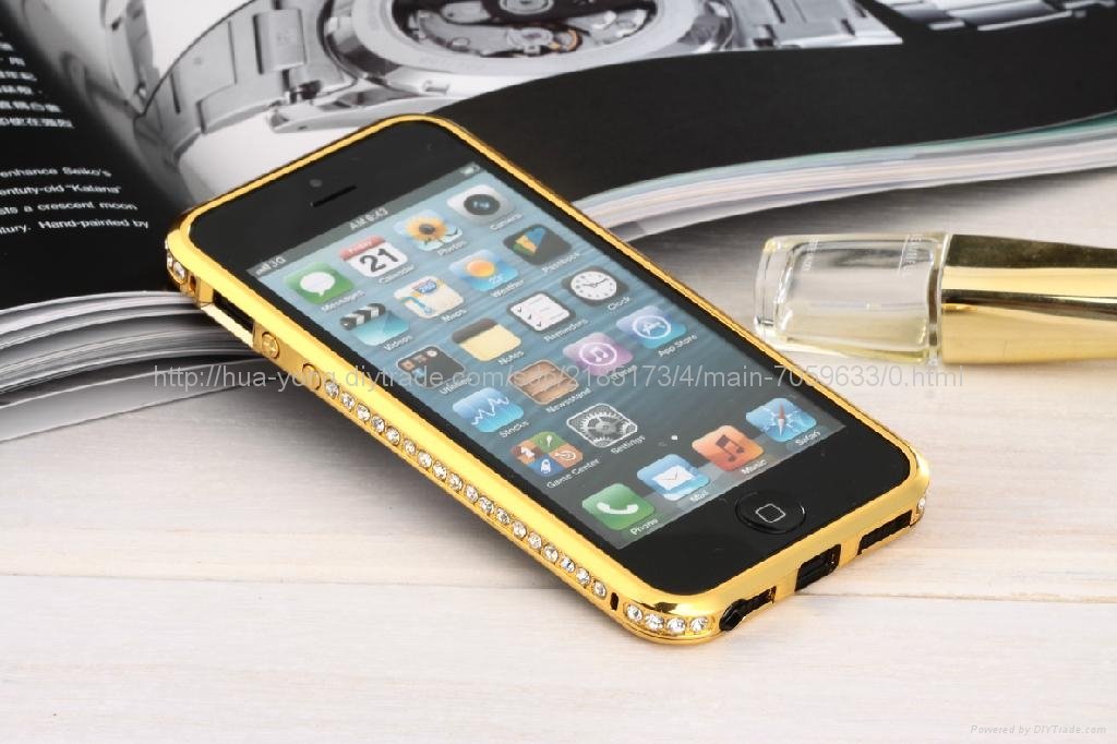 Aluminum bumper with shining crystals case for iphone & Samsung Note