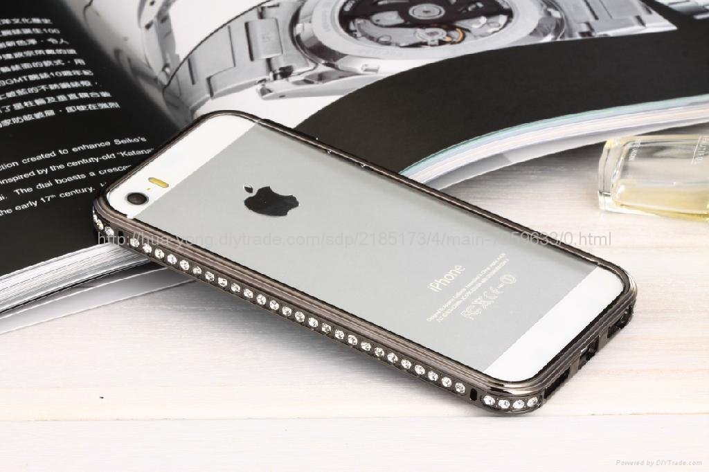 Aluminum bumper with shining crystals case for iphone & Samsung Note 4