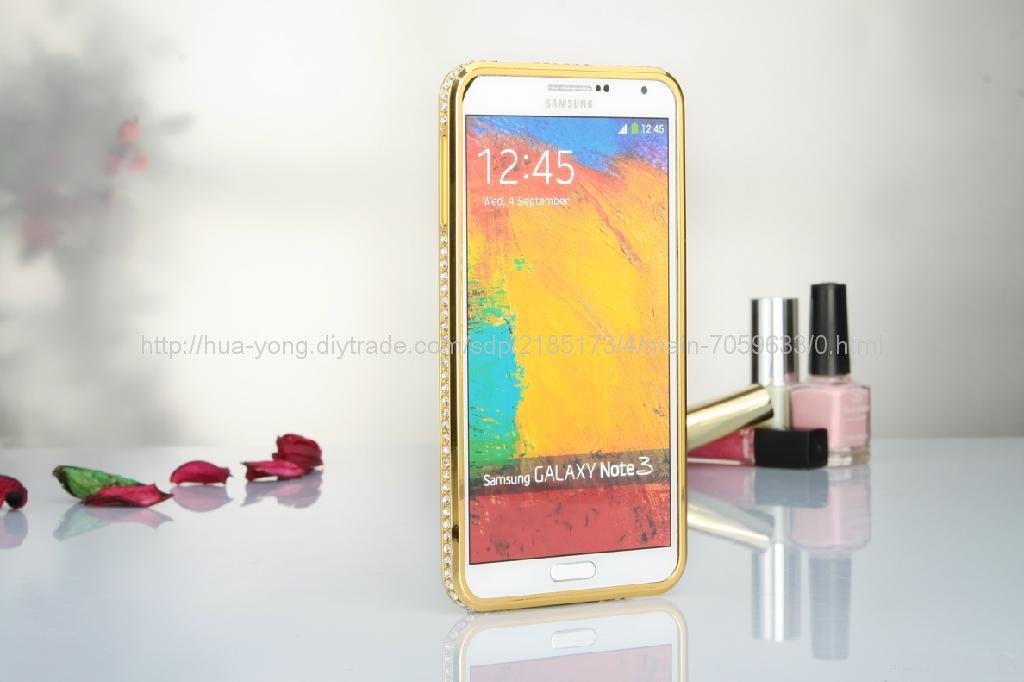 Aluminum bumper with shining crystals case for iphone & Samsung Note 2