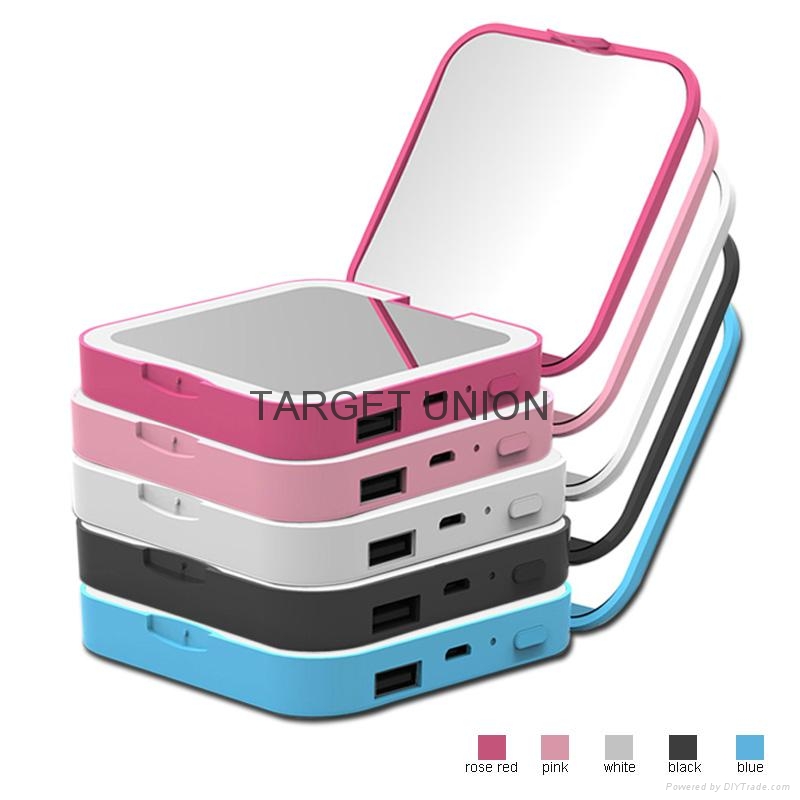 Portable Folding Lighted LED Makeup Cosmetic Mirror Power Bank L1