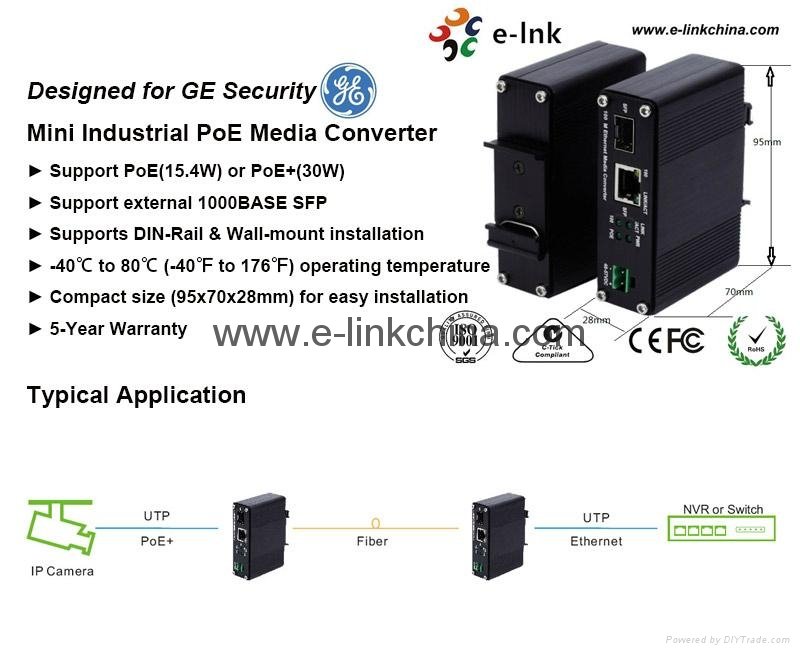 Power-over-Ethernet (PoE) Gigabit Media Converters