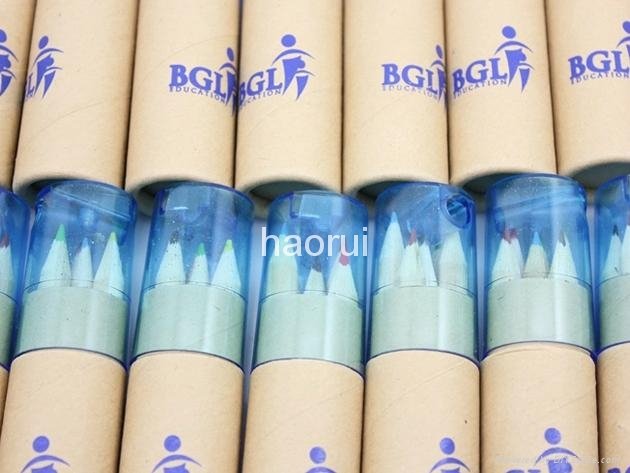 Free shipping FREE Customized logo six Color 3.5 inch Pencil for Drawing  3