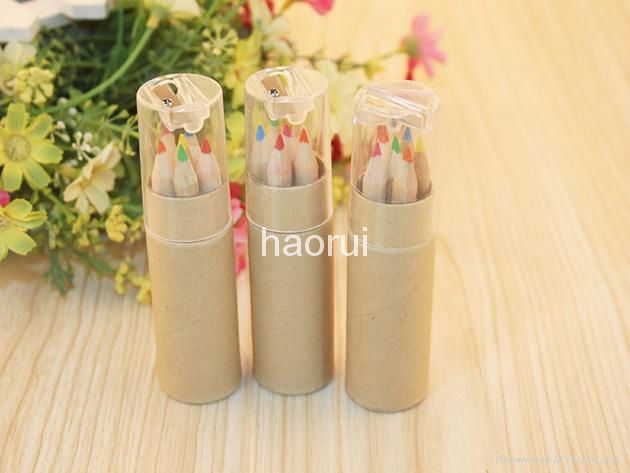 Free shipping FREE Customized logo six Color 3.5 inch Pencil for Drawing  5