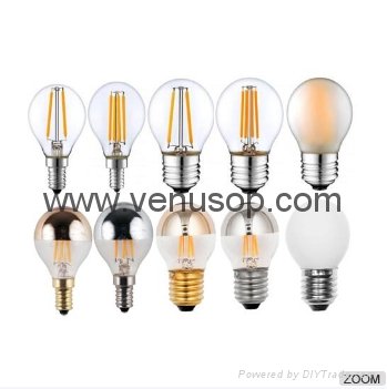 G45 2W 4W E14 E27 led filament bulb Silver Gold Frosted Colour Glass