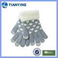 Tianying feather cuff heart jacquard winter knit touch glove 1