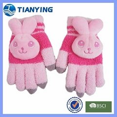 Tianying kid's cute rabbit 3 fingers touchscreen gloves