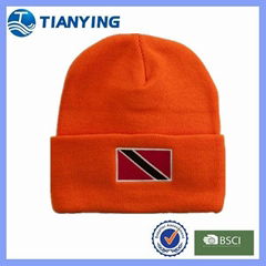 Tianying Red Cuff Hemming Stitch Winter Knit Beanie