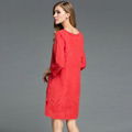 CASAUL Style WOMEN SUMMER DRESSES SILK AND LINEN HALF SLEEVE SHORT DRESSES