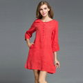 CASAUL Style WOMEN SUMMER DRESSES SILK AND LINEN HALF SLEEVE SHORT DRESSES 3