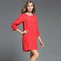 CASAUL Style WOMEN SUMMER DRESSES SILK AND LINEN HALF SLEEVE SHORT DRESSES 4