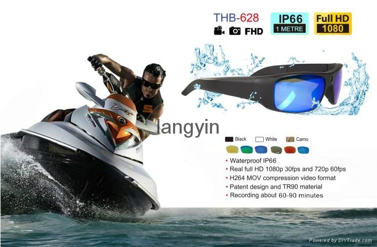 Waterproof Full HD 1080P Sports Sunglasses Camera with internal memory 8G/16G/32 2