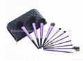 Cosmetic Brush Set - 11 pcs with Leather Pouch 1