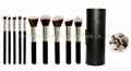 Makeup Brush Set - 10 pcs with black cylinder