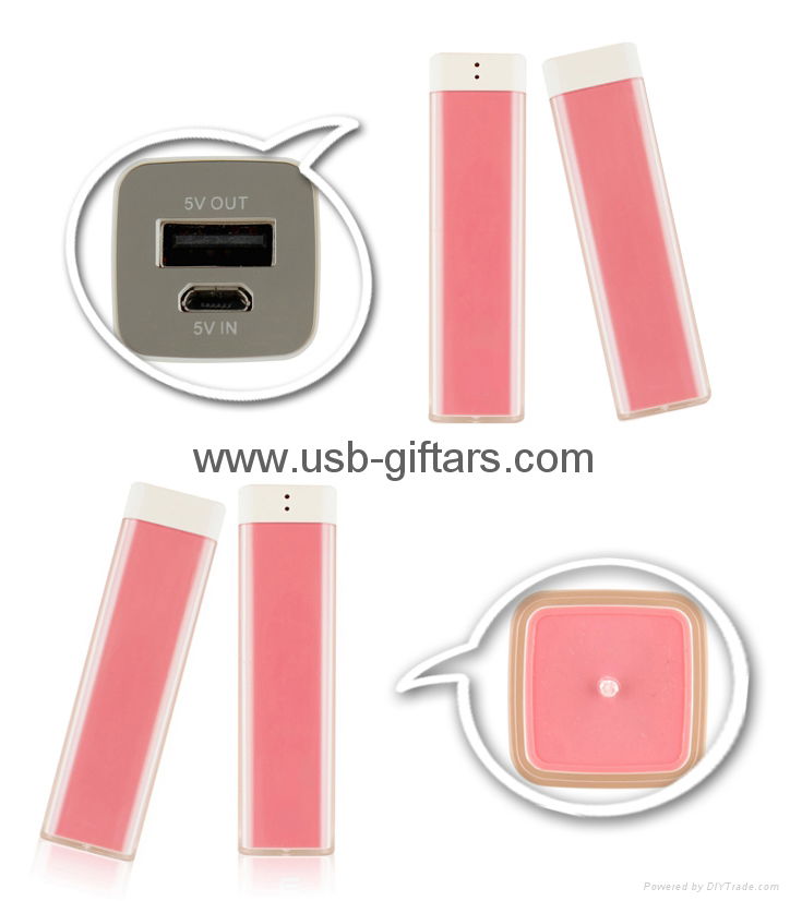 OEM promotional 2600mAh powerbank lipstick mobile charger 3